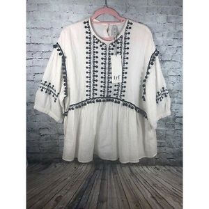 Boho Pom Pom trim blouse by Zara trf